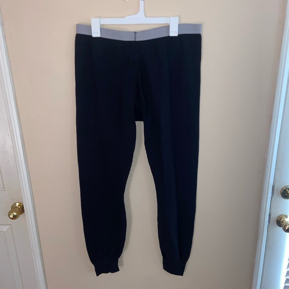 Men’s black long john chaps pajamas dad pants winter comfy bottoms casual sweats - Picture 9 of 12